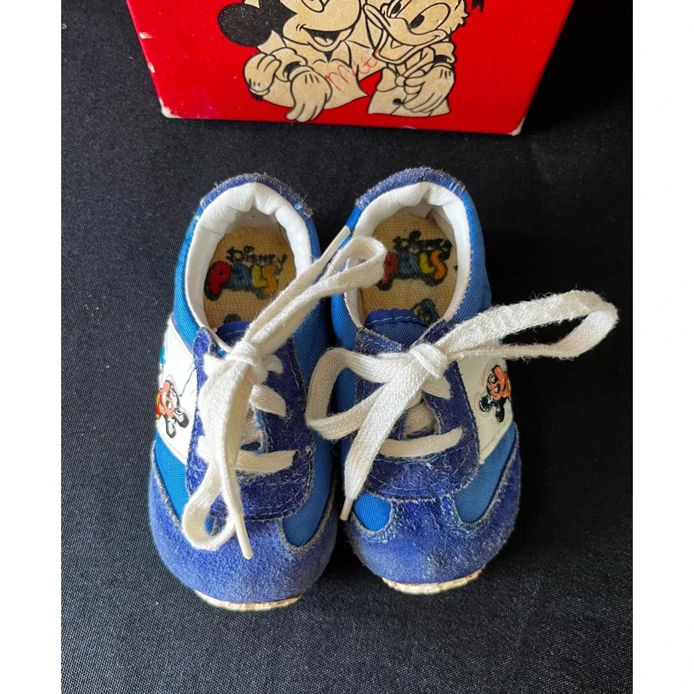 Vintage Disney Pals Baby Shoes Toddler Sneakers Cartoon Mickey Goofy‎